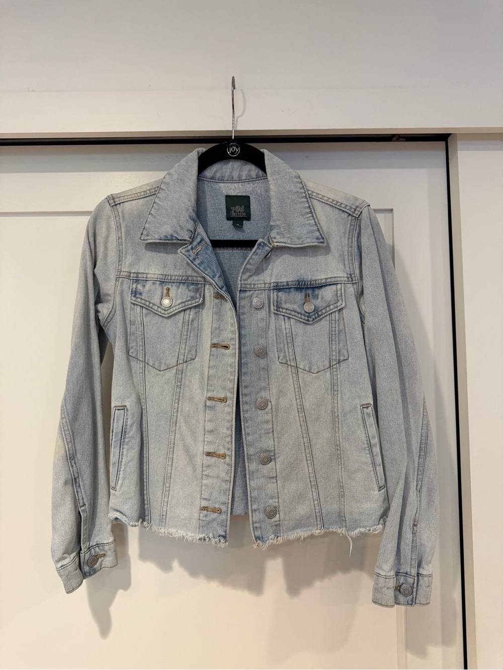 Wild Fable Light Blue Denim Jacket with Frayed Hem sz XS